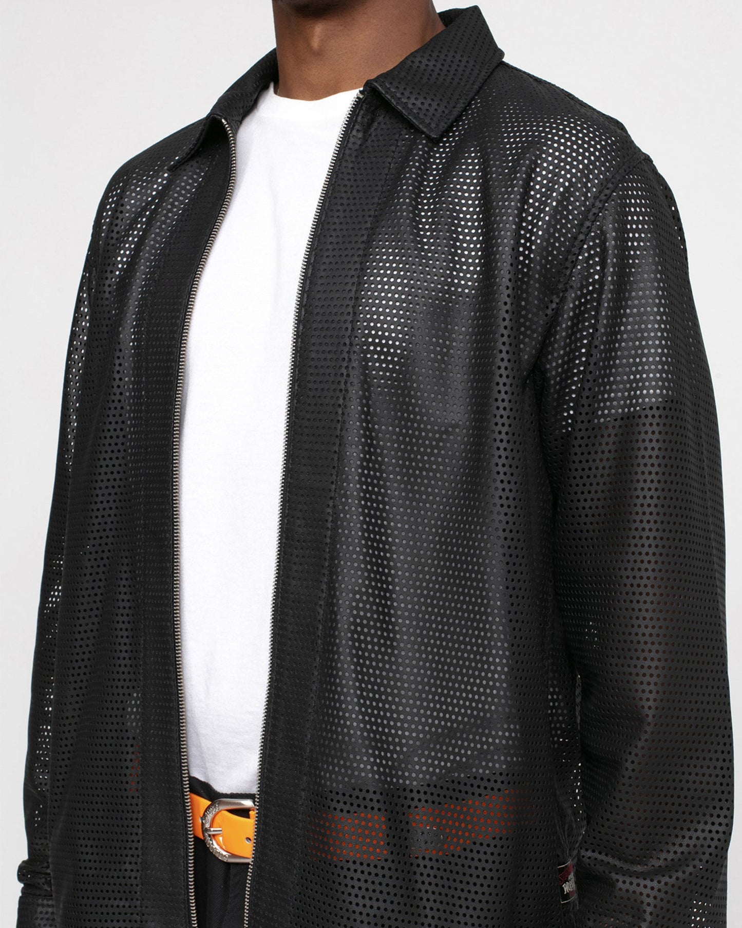 ZIP SHIRT PERFORATED LEATHER