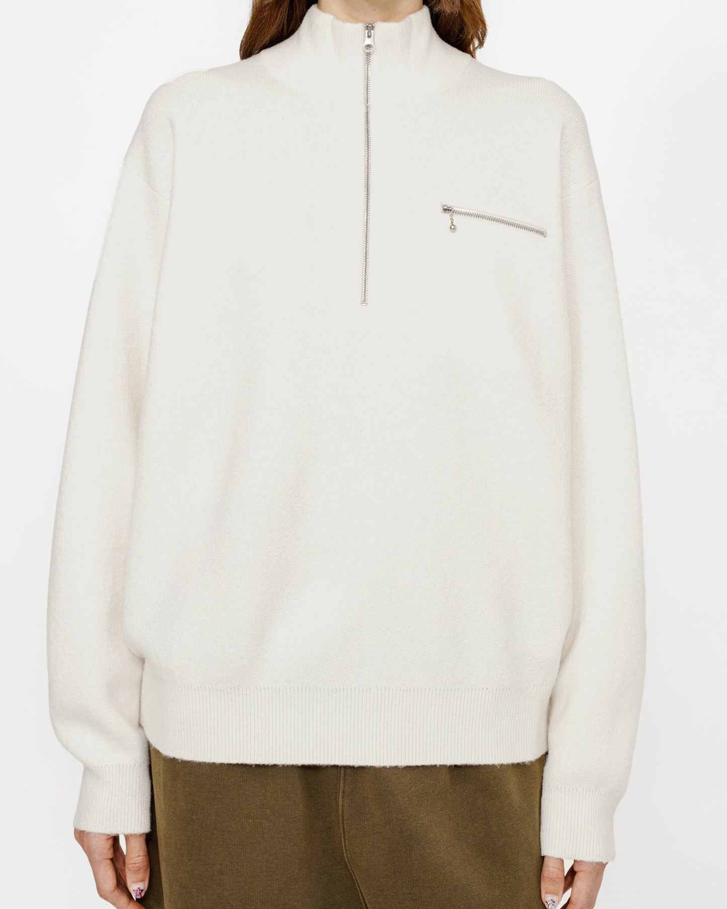 HALF ZIP MOCK NECK SWEATER