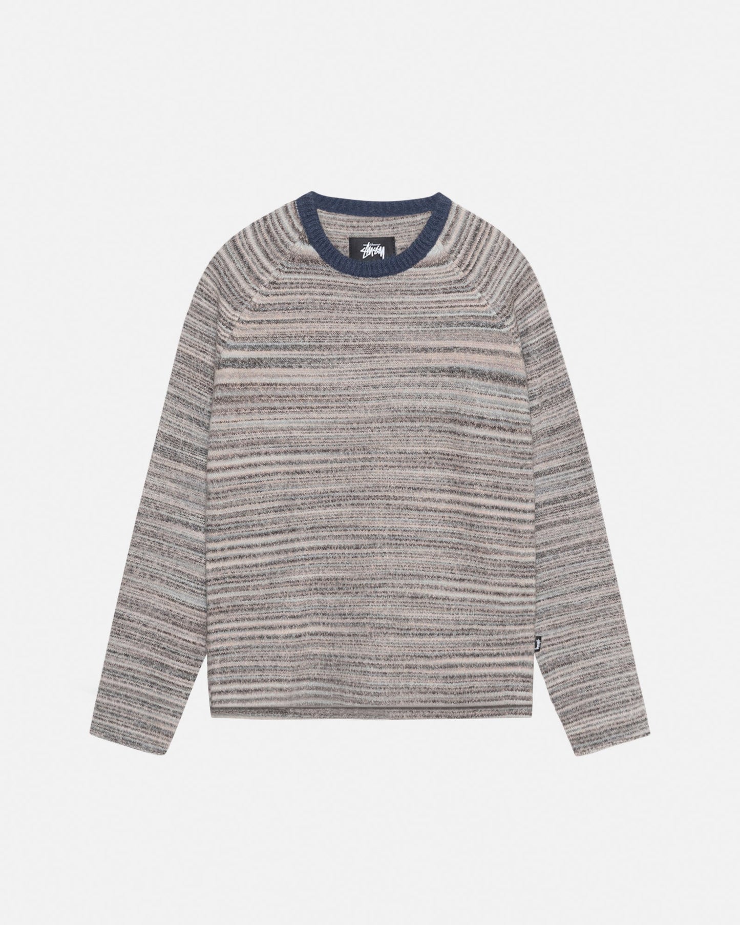 TEXTURED KNIT CONTRAST COLLAR CREW