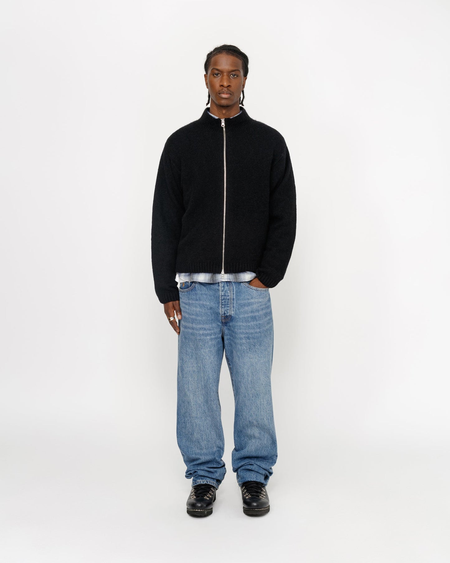 FULL ZIP BRUSHED MERINO SWEATER