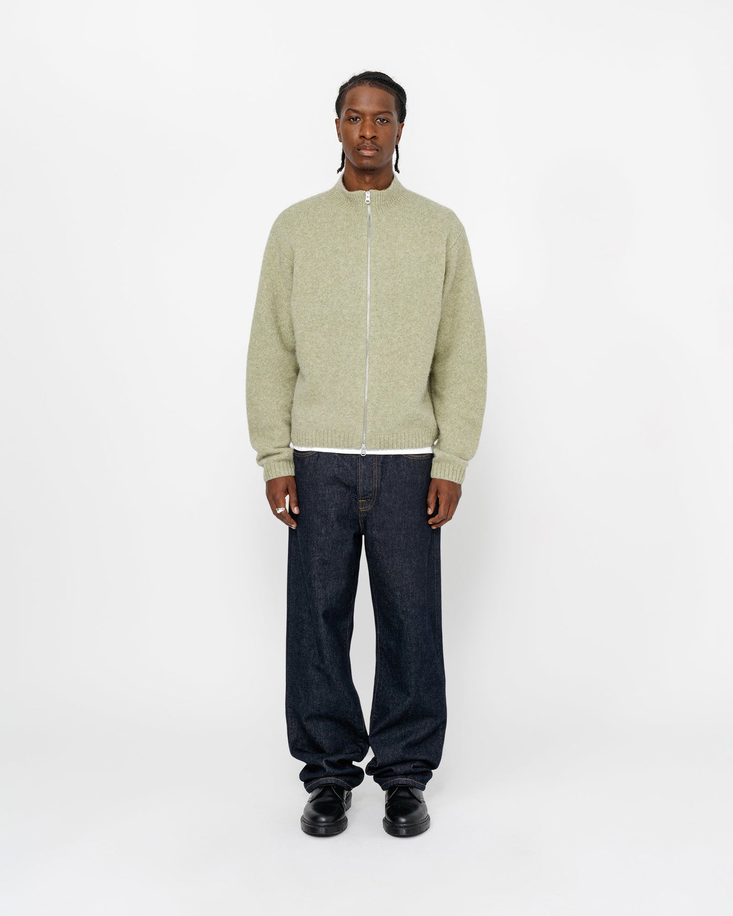 FULL ZIP BRUSHED MERINO SWEATER