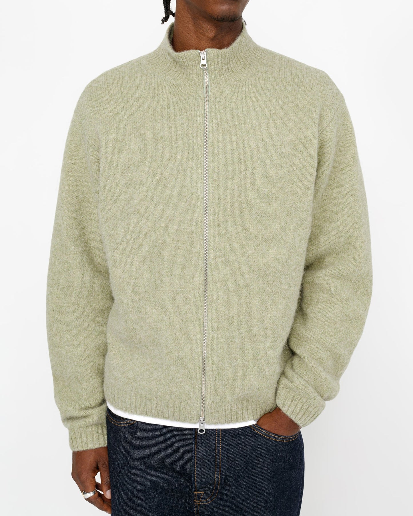 FULL ZIP BRUSHED MERINO SWEATER