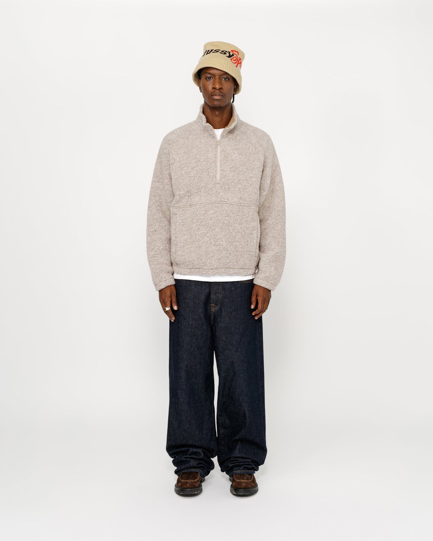 WOOL BLEND SHERPA MOCK NECK